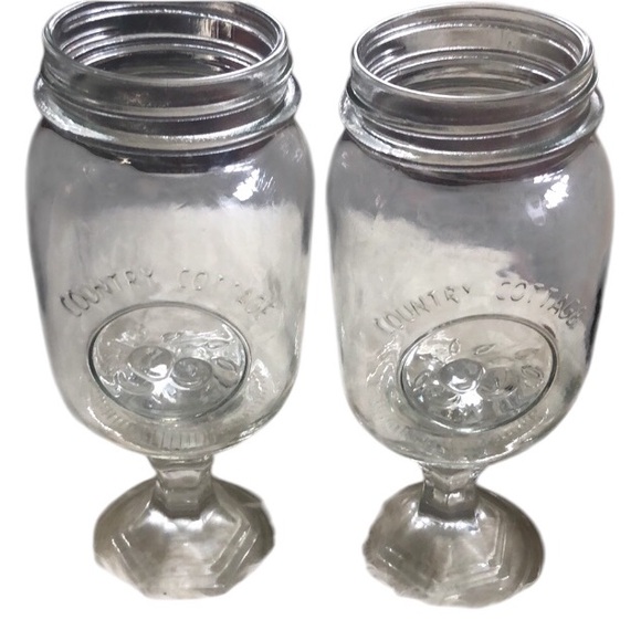 2 Country Cottage Masson Jar Wine Glasses - Picture 1 of 1